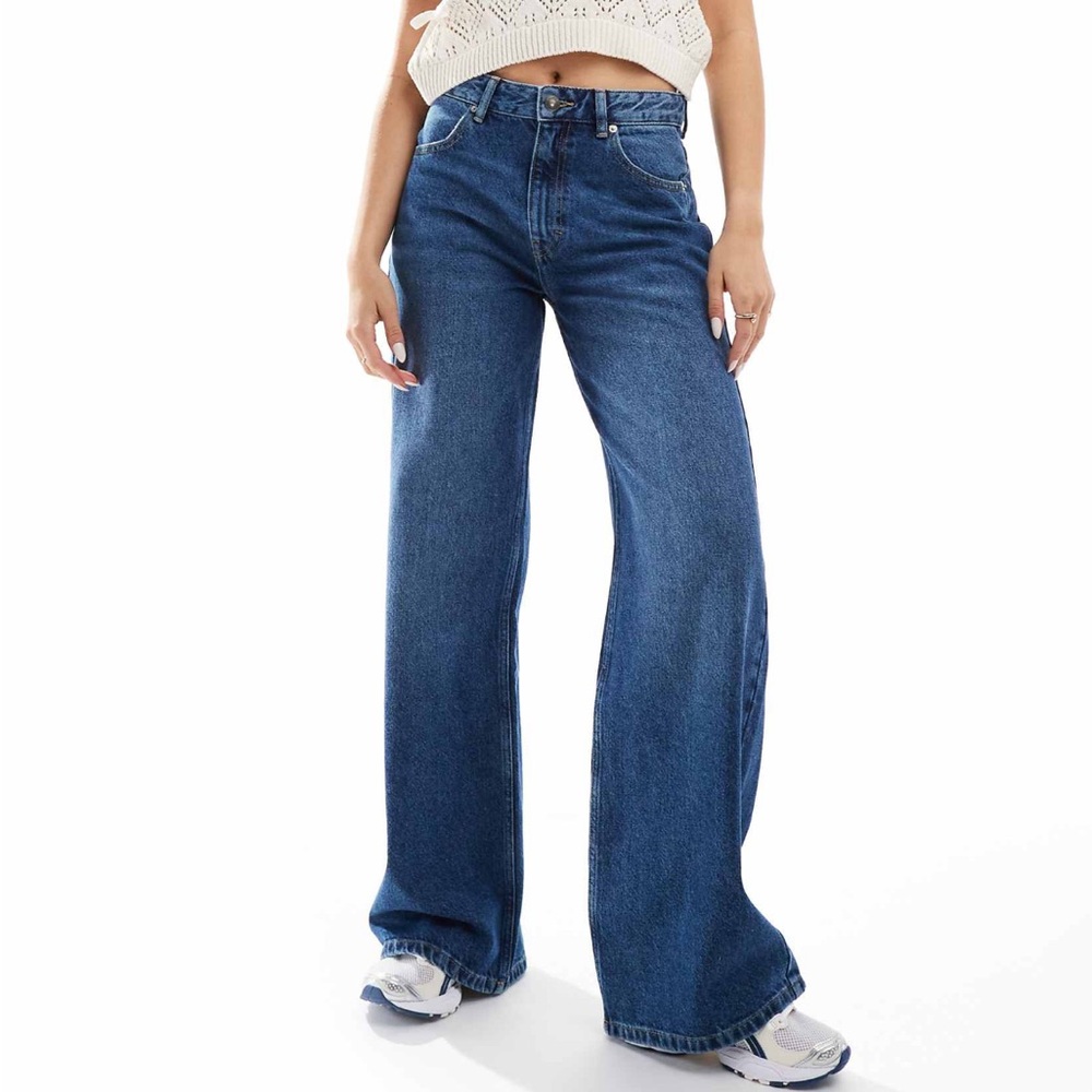 Pull&Bear High Rise Wide Leg Women's Blue Jeans size US 14